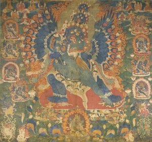 Thangka che raffigura Mahottara Heruka da Tibetan School