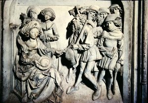 Tomba di Enrico II (973-1024) e sua moglie Cunegonda, dettaglio di Cunegonda che licenzia i servi disonesti