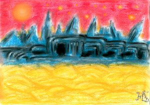 Tramonto su Alien City da Tim Hoinkis