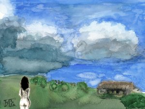 Una donna ammira un vasto paesaggio da Tim Hoinkis