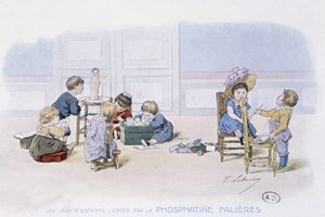 Gioco per bambini: pittura e modellazione - dis. di Lobrichon, ed. da Phosphatine Falières, circa 1920 da Timoleon Marie Lobrichon