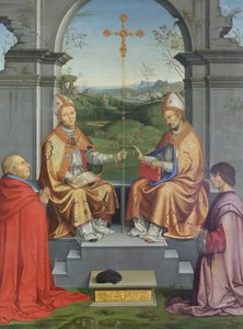 Santi Tommaso Becket e Martino di Tours adorati dal vescovo Giovanni Pietro Arrivabene e suo nipote Giacomo da Timoteo Viti