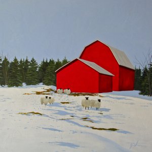 Pecore nella neve, 2016 (olio su tela)
