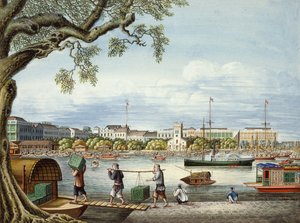 Gli Hong di Canton, 1852 circa (gouache su carta) da Tinqua