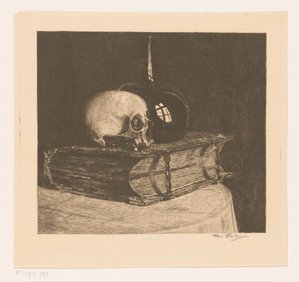 Natura morta con teschio e bibbia
