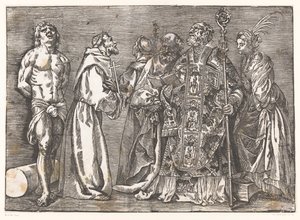 Sei santi in piedi da Titiaan