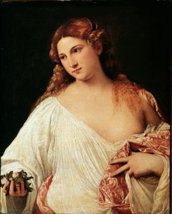 Flora. Dipinto di Tiziano Vecellio detto il Tiziano (circa 1515). Galleria degli Uffizi, Firenze