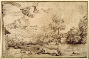 Paesaggio: un cavallo senza cavaliere inseguito da un serpente da Titian (c.1488 1576)