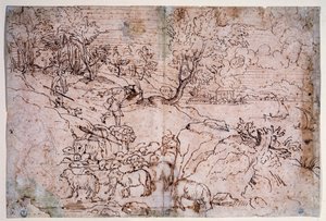 Studio di paesaggio con pecore