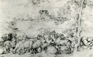 Paesaggio con gregge di pecore da Tiziano Vecelli