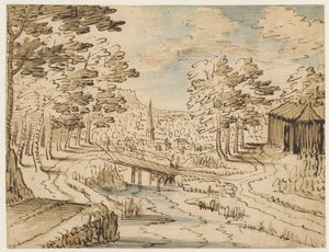 Paesaggio con ponte da Tobias Verhaecht (circle of)