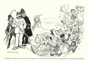 Girando e calciando e sbattendo e girando e torcendo e torcendo più e più volte alla bocca del grande ugello di ottone (litografia) da Tom Browne