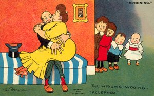 La vedova accetta il corteggiamento (cromolitografia) da Tom Browne