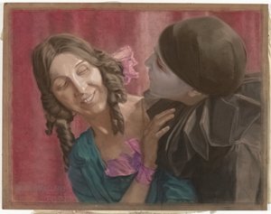 Ballerine Lili Green (sinistra) e Margaret Walker (destra, come pierrot) in una coreografia su musica di La Valse di Chopin