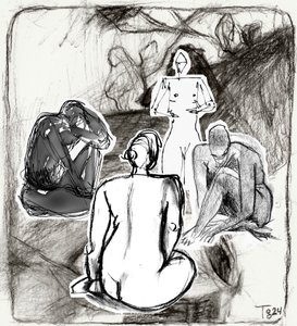 Schizzo di figure contemplative da Tore Bahnson