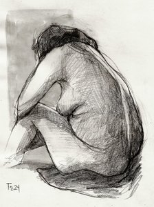Figura nuda pensierosa da Tore Bahnson