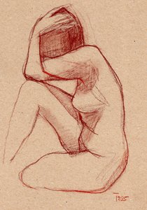 Studio di nudo pensieroso