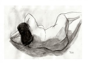 Disegno di nudo reclinato