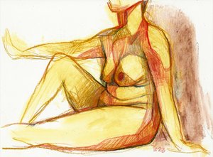 Disegno di una figura nuda sdraiata da Tore Bahnson