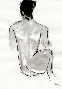 Disegno dal vero di una figura a riposo da Tore Bahnson