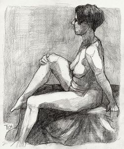 Schizzo di una figura nuda seduta da Tore Bahnson