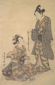 Donna seduta con un gatto, ca. 1755 da Torii Kiyohiro
