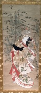 Ragazza che gioca a battipanni e volano da Torii Kiyomasu II