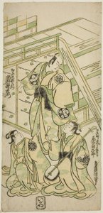 Gli Attori Ichimura Uzaemon VIII come Onio Shinzaemon e Onoe Kikugoro I come la cortigiana Usugumo nella commedia "Nanakusa Wakayagi Soga," rappresentata al Teatro Ichimura nel primo mese, 1744