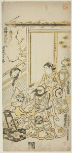 Gli attori Tamazawa Saijiro I come Oiso no Tora e Ichimura Uzaemon VIII come Soga no Juro nella commedia "Haru wa Akebono Kuruwa Soga," rappresentata al Teatro Ichimura nel primo mese, 1743 da Torii Kiyomasu II