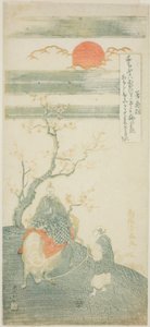 Il poeta Sugawara no Michizane a cavallo di un bue da Torii Kiyomitsu I