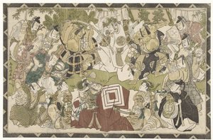 Attori in una rappresentazione shibaraku da Torii Kiyonaga