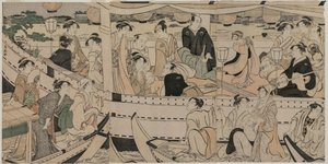 Festa in barca sul fiume Sumida da Torii Kiyonaga