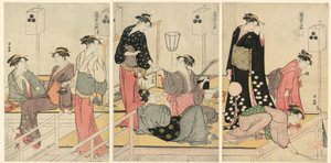 Rinfrescarsi la sera a Shijogawara da Torii Kiyonaga