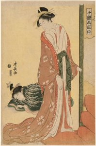 Cortigiana che va a letto, dalla serie "Dieci tipi di bellezze in immagini" da Torii Kiyonaga