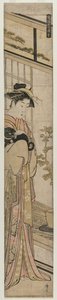 Cortigiana che tiene un cane dalla serie Presentazioni popolari, 1783 da Torii Kiyonaga
