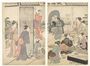 Festa nella casa da tè Komeikan da Torii Kiyonaga