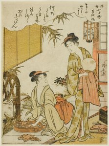 Ono no Komachi che lava il quaderno, dalla serie Le sette sfaccettature di Komachi da Torii Kiyonaga