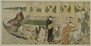 Barche da diporto sotto il ponte Azuma, c.1784 da Torii Kiyonaga