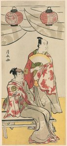 Gli attori Ichikawa Monnosuke II e Segawa Kikunojo III, da un pentittico di undici attori che celebrano il festival del santuario dei fratelli Soga da Torii Kiyonaga