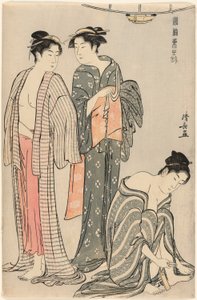 Tre donne dopo il bagno, dalla serie "Un broccato di costumi orientali (Fuzoku Azuma no nishiki)" da Torii Kiyonaga