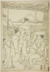Visitatori a Enoshima da Torii Kiyonaga