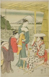 Visitatori a Enoshima da Torii Kiyonaga