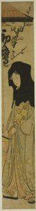 Donna con cappuccio nero davanti alla casa da tè Hatsutaka da Torii Kiyonaga