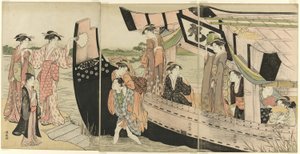 Donne che Sbarcano da una Barca da Piacere sul Fiume Sumida da Torii Kiyonaga