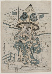 Nakamura Tomijuro e Nakamura Shichisaburo II come gli amanti Agemaki e Sukeroku da Torii Kiyonobu II