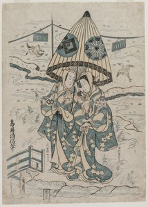 Nakamura Tomijuro e Nakamura Shichisaburo II come gli Amanti Agemaki e Sukeroku, 1753
