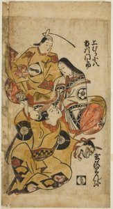 Gli attori Tamazawa Rinya, Uemura Kohachi e Ichikawa Monnosuke da Torii Kiyonobu I