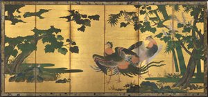 Pavoni e Fenici, fine 1500 da Tosa Mitsuyoshi