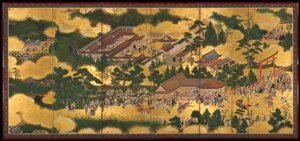Corsa di cavalli al Santuario di Kamo, 1615-50 da Tosa School
