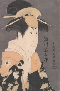 Segawa Tomisaburo II come Yadorigi nella commedia Hana Ayame Bunroku Soga